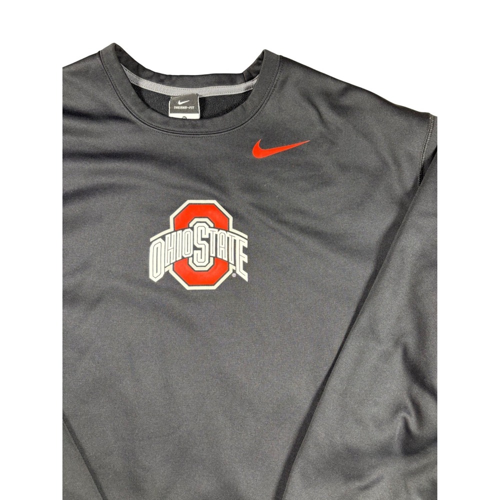 Nike Ohio State Buckeyes Therma-FIT Sweatshirt Mens XL Black Crewneck Fleece - Picture 1 of 6